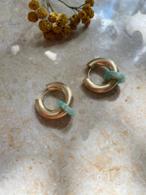 Amazonite Stone Hoops - big 2,5cm