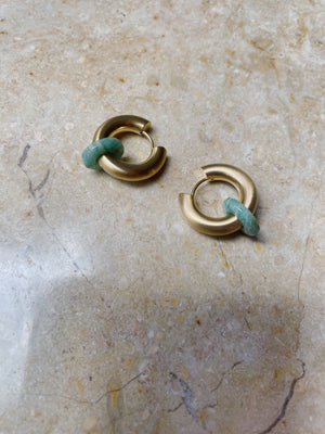 Amazonite Stone Hoops - big 2,5cm